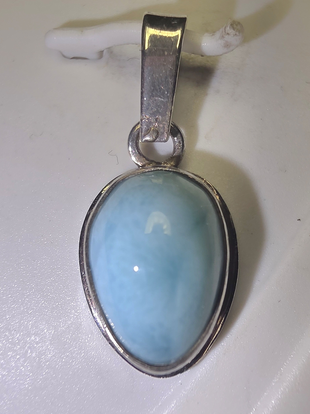 Sterling Silver Larimar Teardrop Pendant - Light Blue
